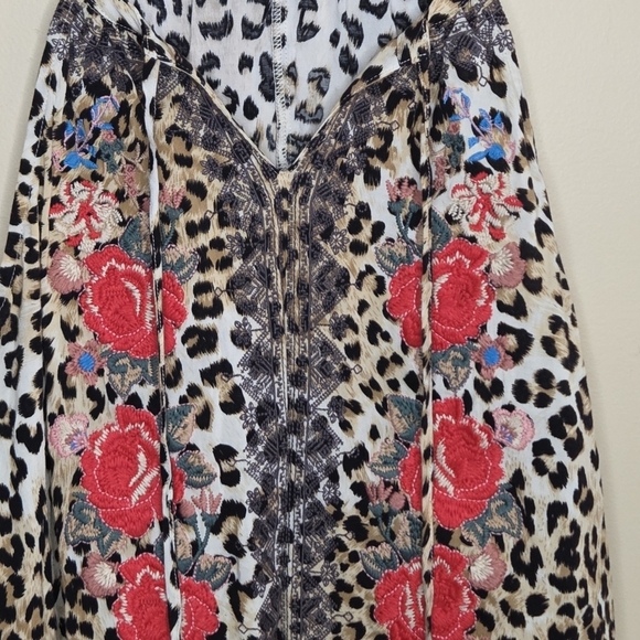 Savanna Jane | Rose Floral Embroidered Cheetah Print Halter Tank Top Size Small - Picture 2 of 5